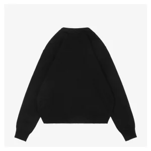 L Wool Embroidered Logo Crewneck Sweater Black