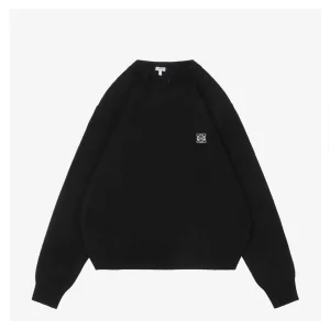 L Wool Embroidered Logo Crewneck Sweater Black