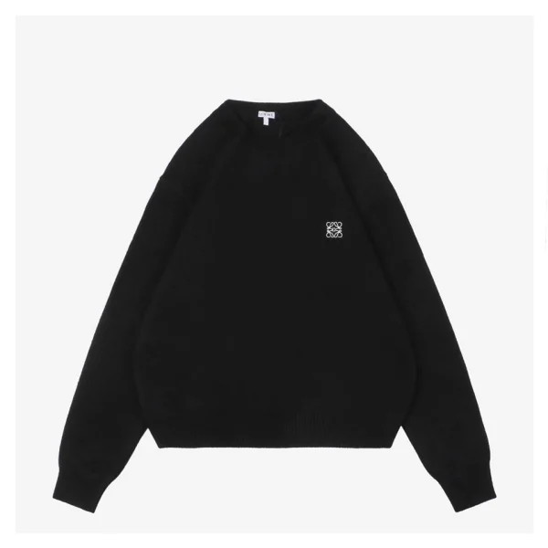 L Wool Embroidered Logo Crewneck Sweater Black