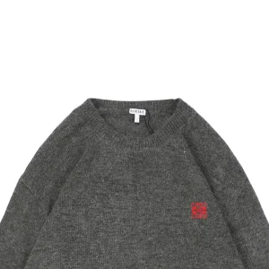 L Wool Embroidered Logo Crewneck Sweater Grey