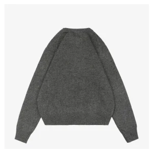 L Wool Embroidered Logo Crewneck Sweater Grey