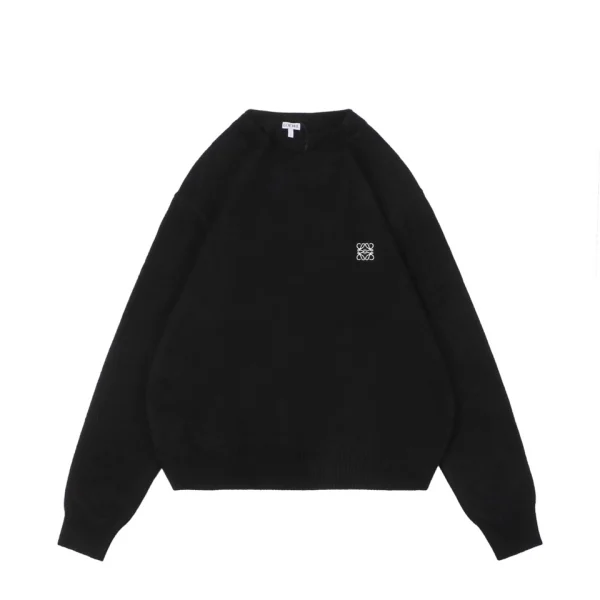 Loewe Wool Embroidered Logo Crewneck Sweater Black Front view