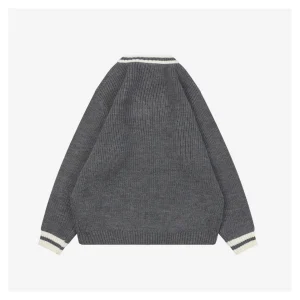 MM Grey/White Logo V-Neck Sweater