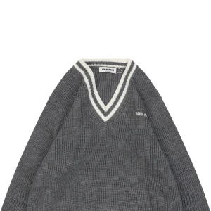 MM Grey/White Logo V-Neck Sweater