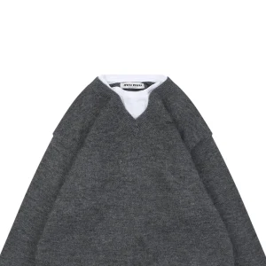 MM Layered-Look Wool Knit Sweater