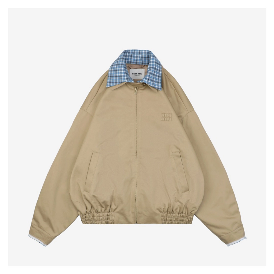 MM Plaid Layered Collar Embroidered Jacket