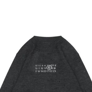 Maison Margiela Distressed Wool Crewneck Sweater in Charcoal Grey