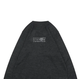 Maison Margiela Distressed Wool Crewneck Sweater in Charcoal Grey