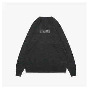 Maison Margiela Distressed Wool Crewneck Sweater in Charcoal Grey