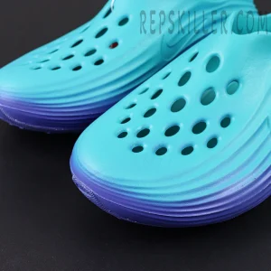 Macro shot of the Nike ReactX Rejuven8 ‘Dusty Cactus Persian Violet’ toe box, focusing on mesh ventilation and no-sew overlays.