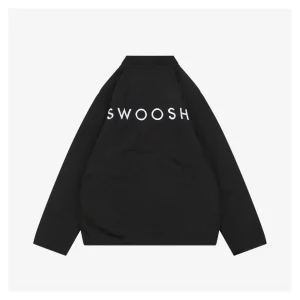 Nike Swoosh Embroidered Cotton Shirt Jacket Black