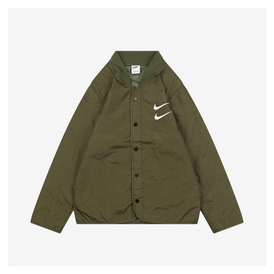 Nike Swoosh Embroidered Cotton Shirt Jacket Green