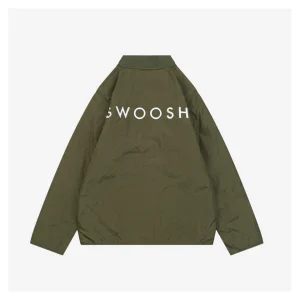 Nike Swoosh Embroidered Cotton Shirt Jacket Green
