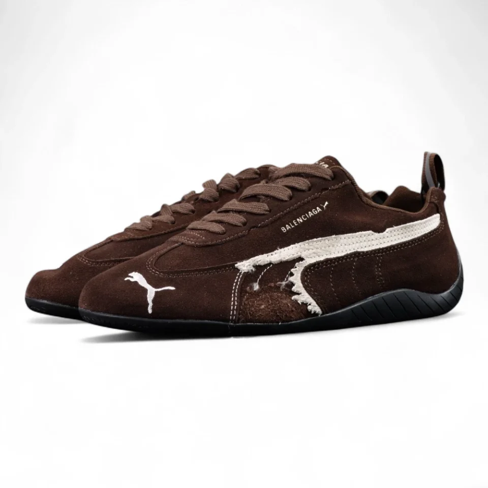 Speedcat Suede Balenciaga in Brown/white/black