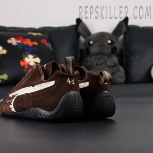 Speedcat Suede Balenciaga in Brown/white/black Heels