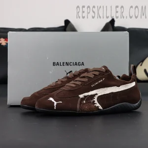 Speedcat Suede Balenciaga in Brown/white/black