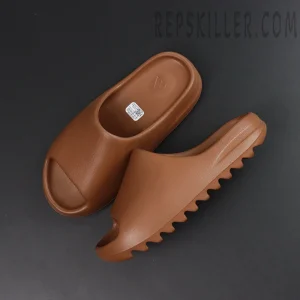 Yeezy Slides ‘Flax’ overhead view showcasing entire pair