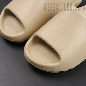 Toe box and open-toe detail of Yeezy Slides ‘Pure’ 2021 Re-Release