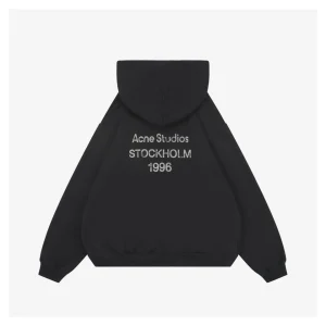 Acne Studios 1996 Distressed Lettering Hoodie Black Back side