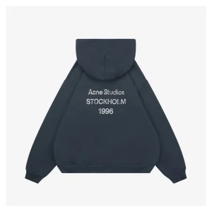 Acne Studios 1996 Distressed Lettering Hoodie Blue Back side