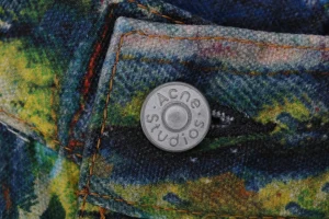 Acne Studios Oil-Paint Effect Denim Pants Button