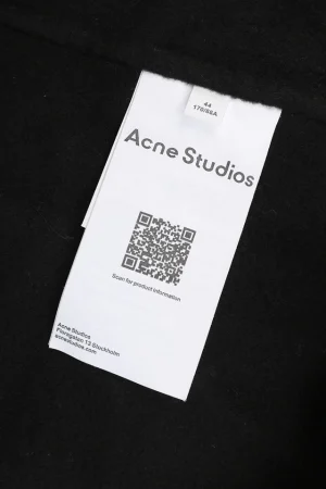 Acne Studios Wool Cashmere Hooded Jacket Black Logo tag