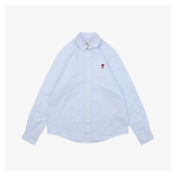 Ami Heart Embroidered Striped Shirt