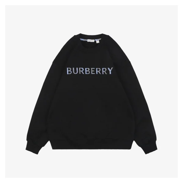 BBry Check Logo Patchwork Crewneck Sweatshirt Black Front side