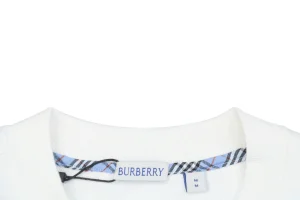 BBry Check Logo Patchwork Crewneck Sweatshirt White Neckline