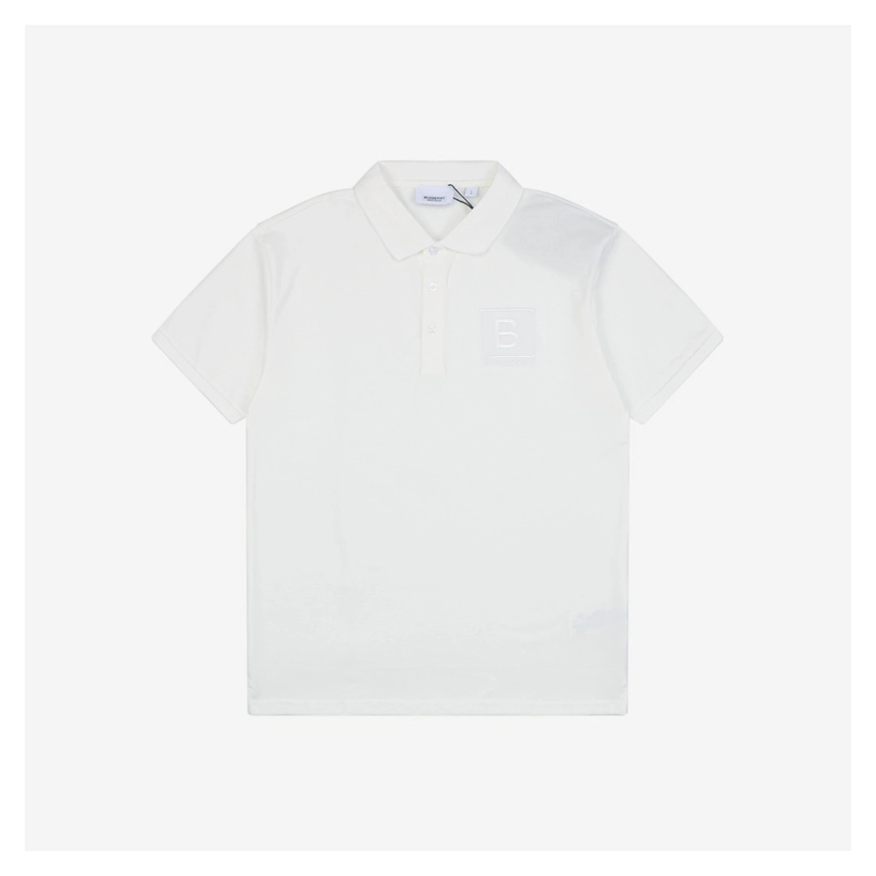 BBry Embroidered Box B Logo Polo T-shirt White Front side
