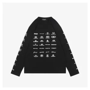 Balenciaga Multilogo Graphic Shirt Black