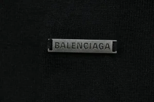 Balenciaga Signature Plaque Wool Crewneck Sweater Logo