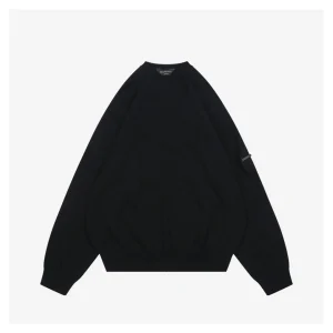 Balenciaga Signature Plaque Wool Crewneck Sweater