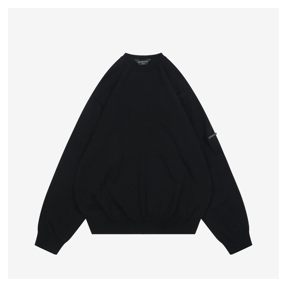 Balenciaga Signature Plaque Wool Crewneck Sweater