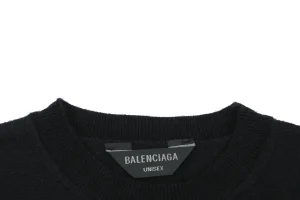 Balenciaga Signature Plaque Wool Crewneck Sweater Neckline