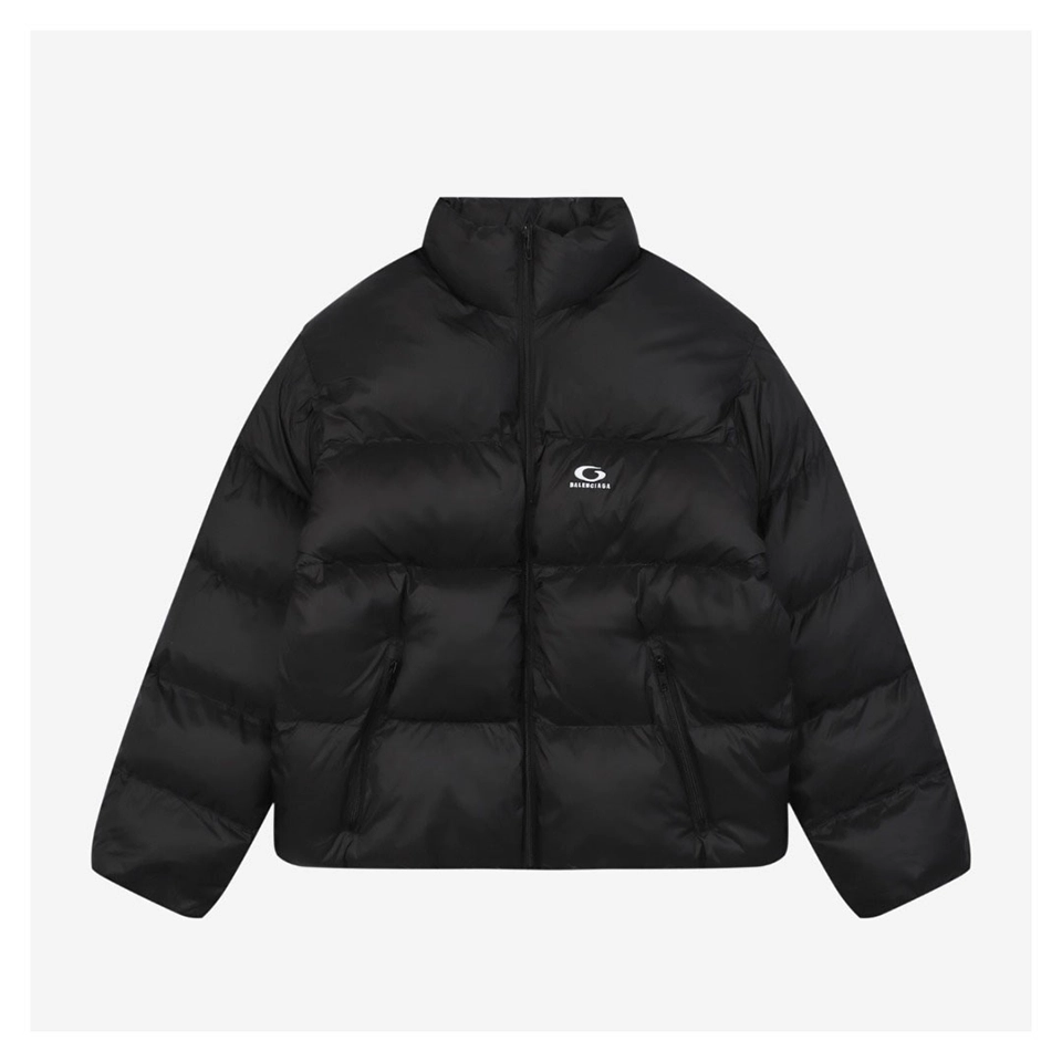 Balenciaga Small Oval Logo Puffer Jacket Black Front side