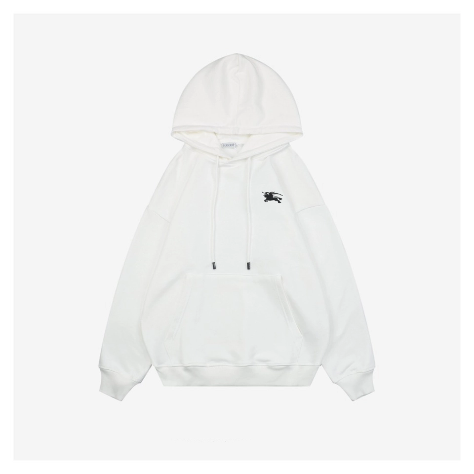 Burberry Equestrian Knight Embossed Logo Hoodie White Front side