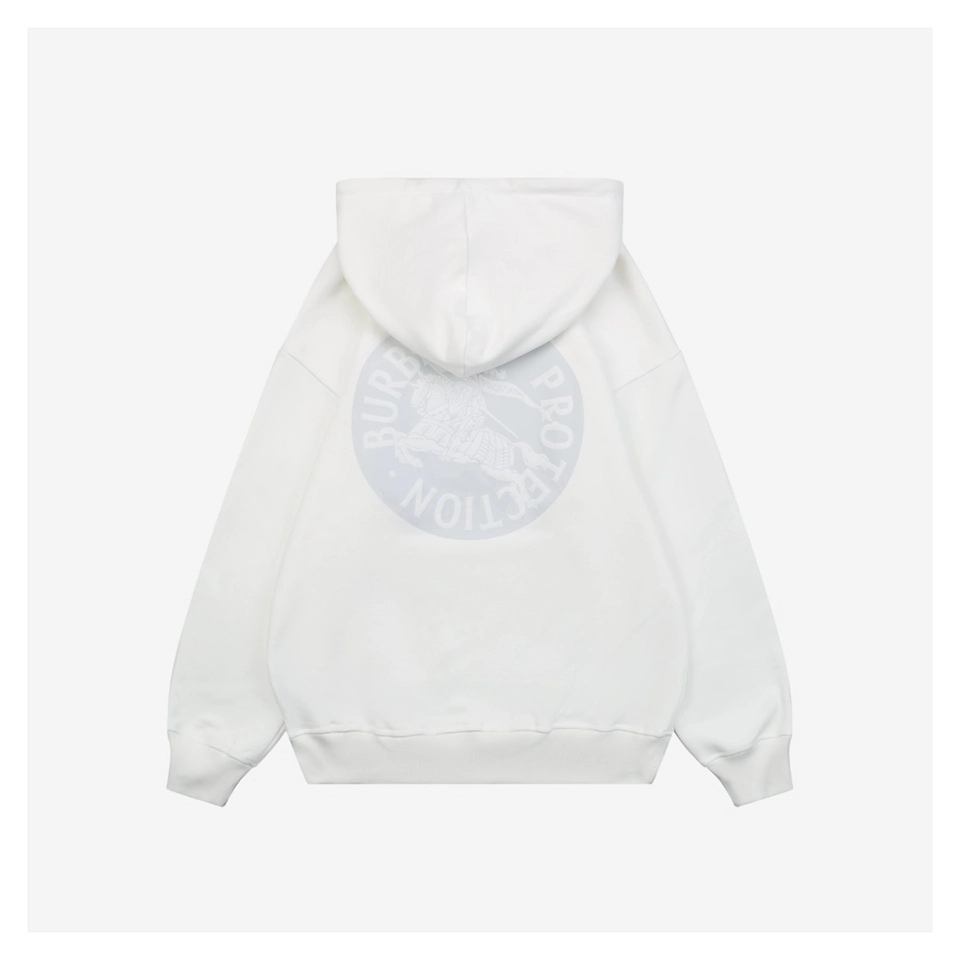 Burberry Equestrian Knight Embossed Logo Hoodie White Back side