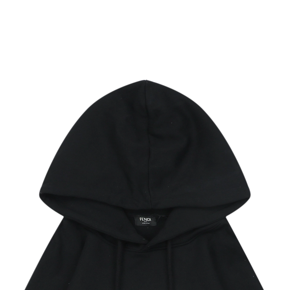 Fendi Mesh Embroidered Logo Hoodie Black