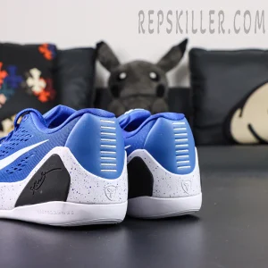 Nike Kobe 9 EM Protro TB ‘Game Royal’ rear angle showcasing speckled midsole and heel reinforcement.