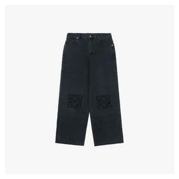 L Black Logo Patch Denim Pants