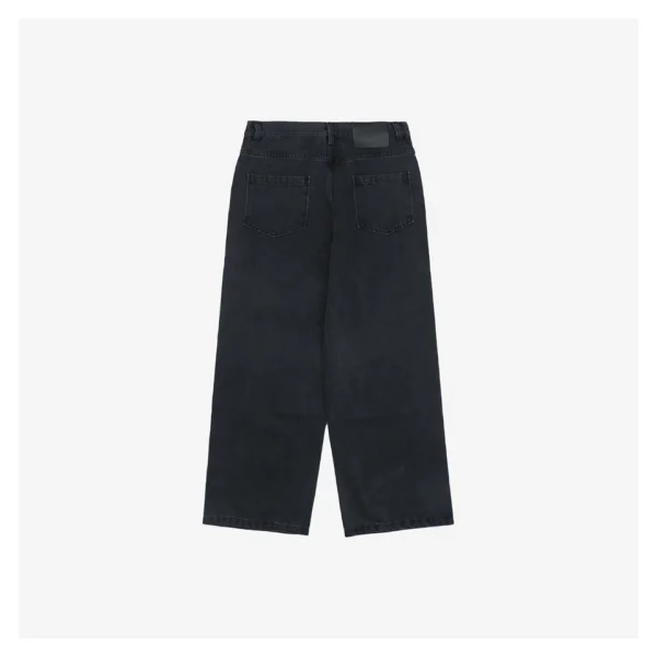 L Black Logo Patch Denim Pants Back side
