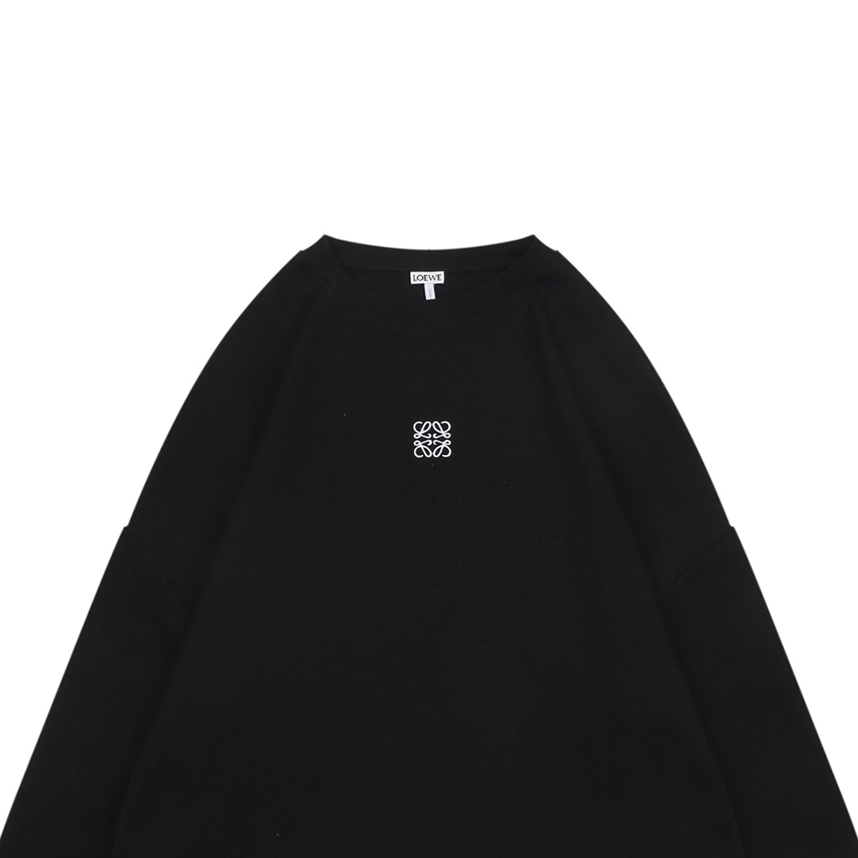 L Small Anagram Embroidery Crewneck Sweatshirt Black