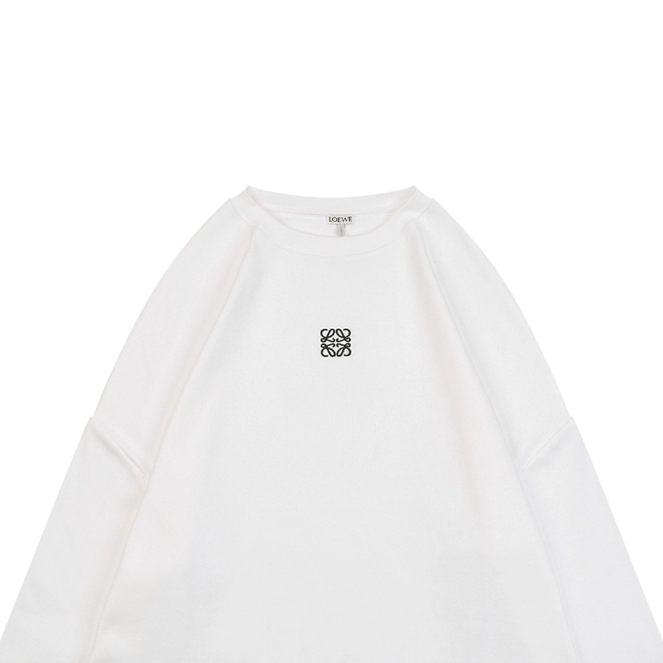 L Small Anagram Embroidery Crewneck Sweatshirt White
