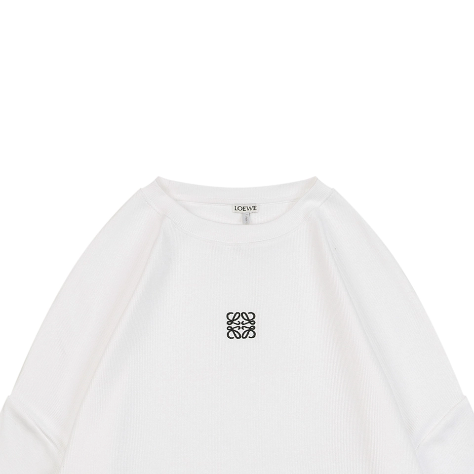 L Small Anagram Embroidery Crewneck Sweatshirt White