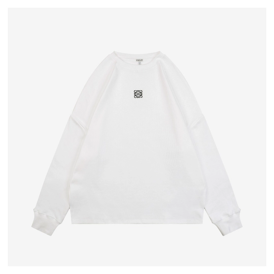 L Small Anagram Embroidery Crewneck Sweatshirt White Front side