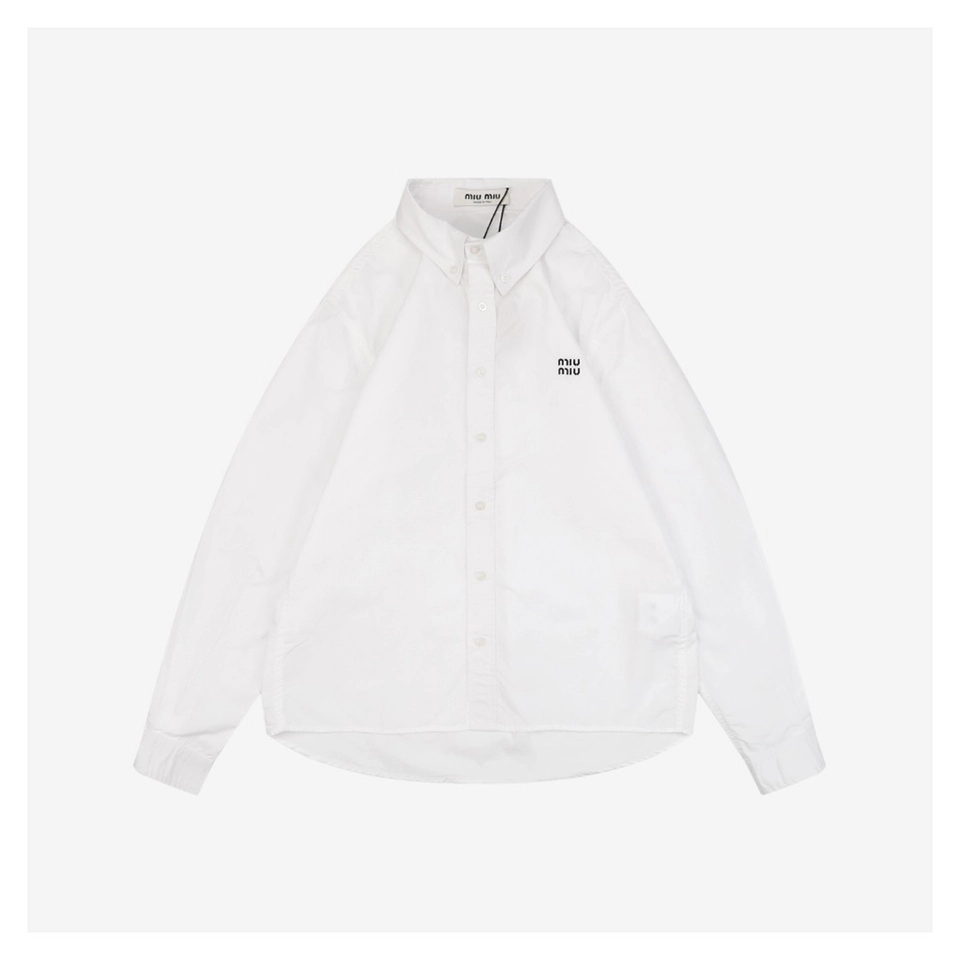 MM Boxyfit Logo Patch Shirt White Front side