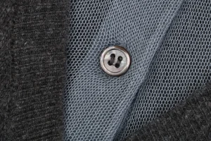 MM Color-Block Polo Collar Wool Sweater Button