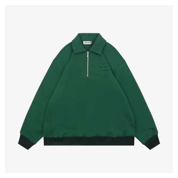 MM Embroidered Half-Zip Sweatshirt Green