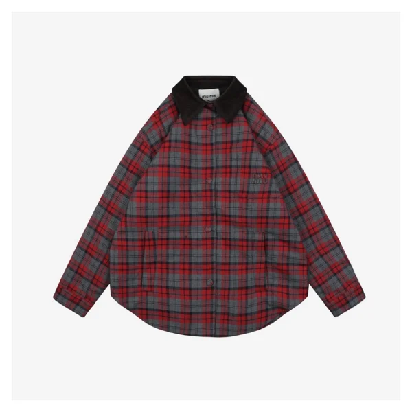 MM Logo Plaid Padded Jacket Front side